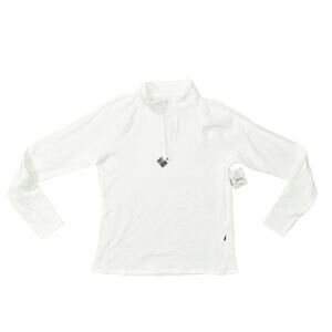 DSG Women's Run Grid 1/4 Zip Pullover Top Fleece Long Sleeve White Size L NEW